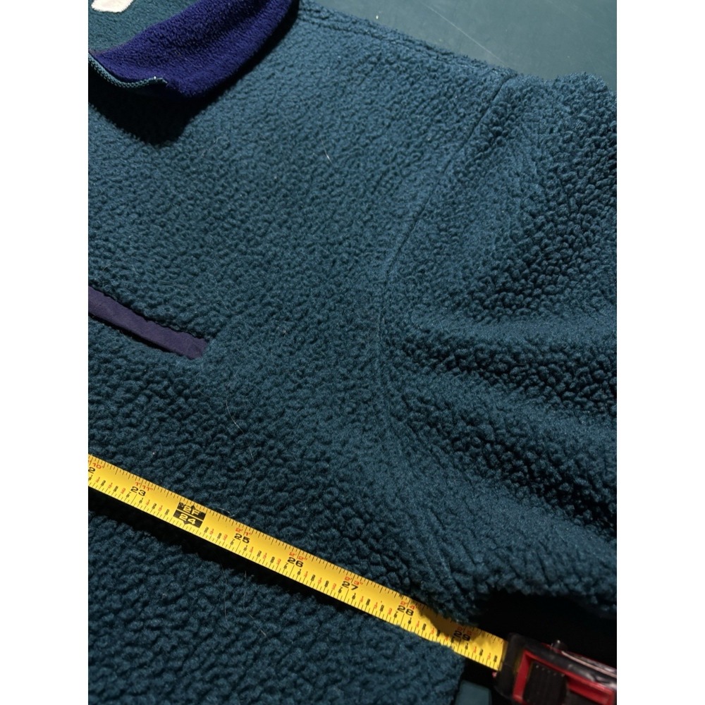 Vintage 90s LL Bean Deep Pile Fleece Pullover Men's XL Blue Green Half Zip USA - Picture 10 of 11